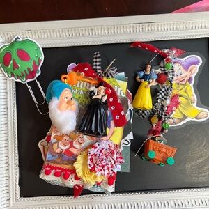 Snow White & Dwarf tag book with poison apple puffy clip and book charm